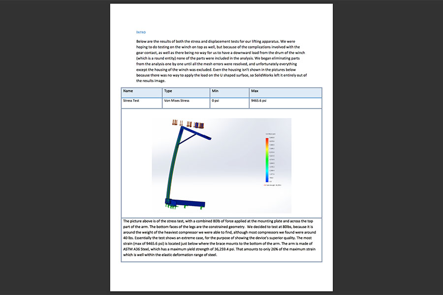 HVAC Compressor Crane<span>FEA Work Sample</span>